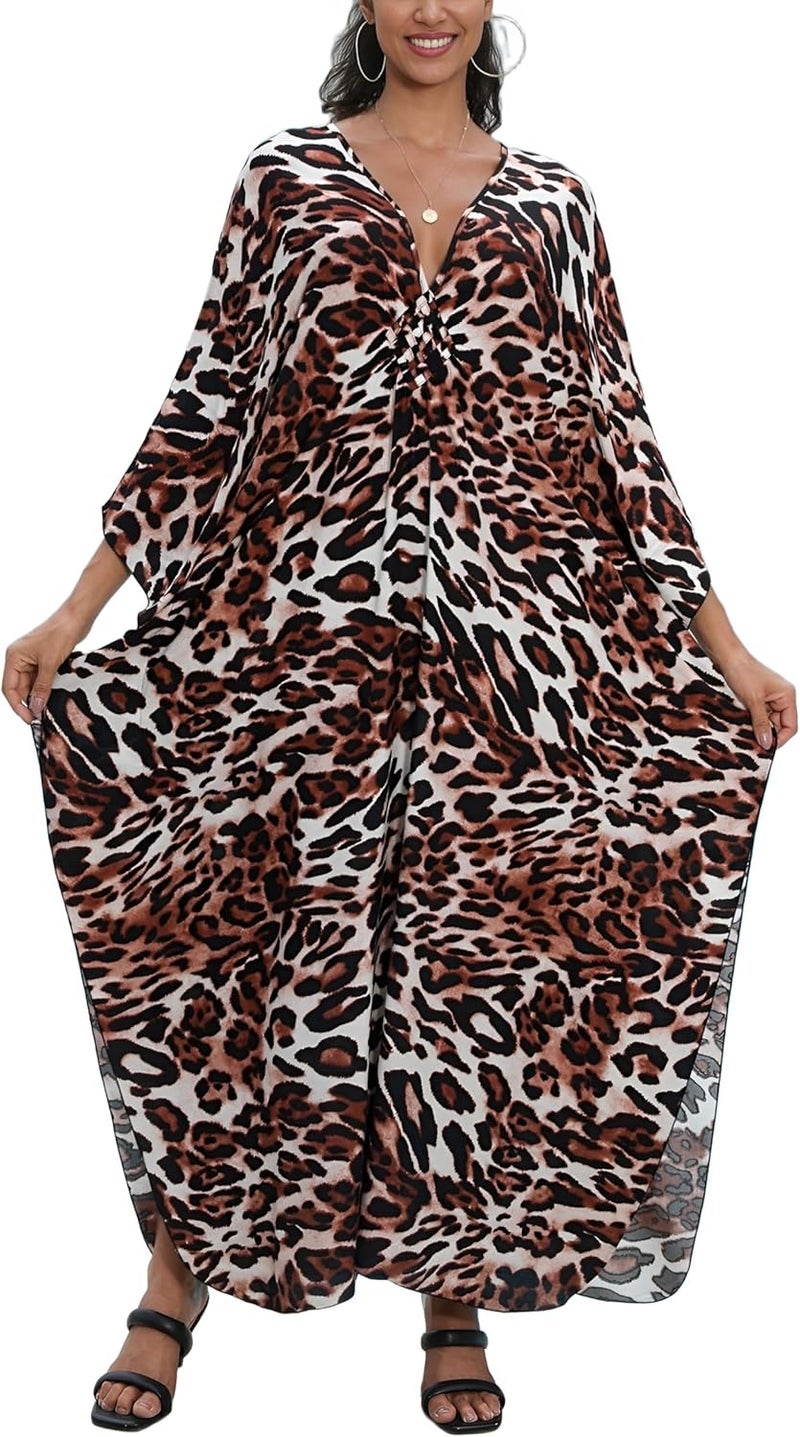 KEYLORTING Women's Plus Size Kaftan Dress – Plus Size Maxi Dress Moo Moos Beach Cover Up,Bathing Suit Cover-Up Loungewear - Image 1